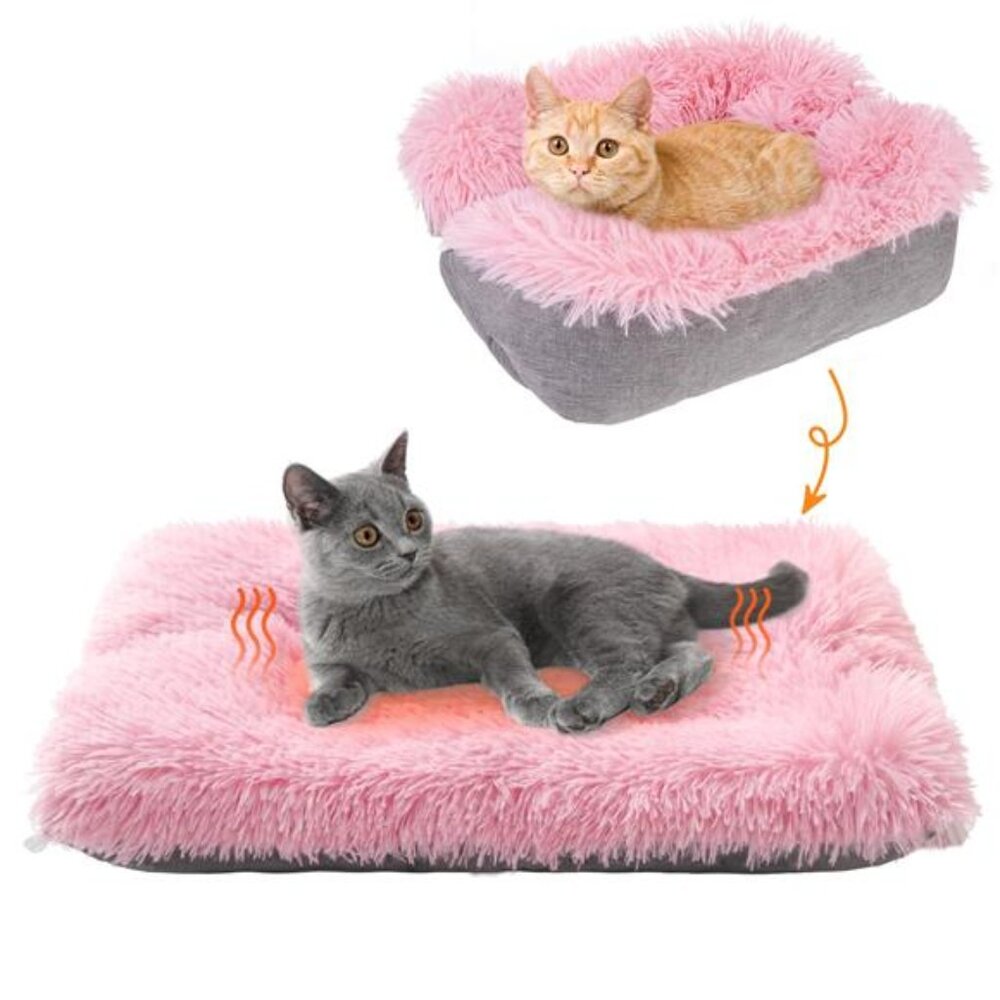Self Warming Cat Bed Heated Pet Mat Small Dogs Plush Washable Indoor Outdoor